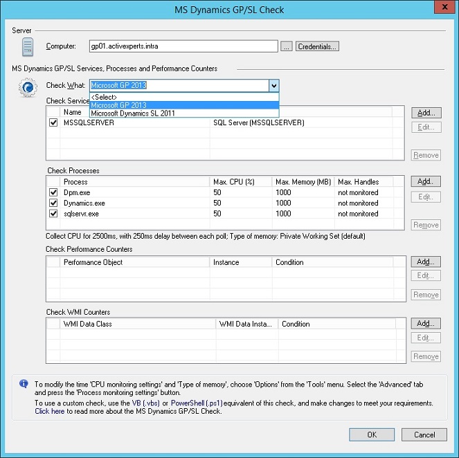 Monitor MS Dynamics GP/SL