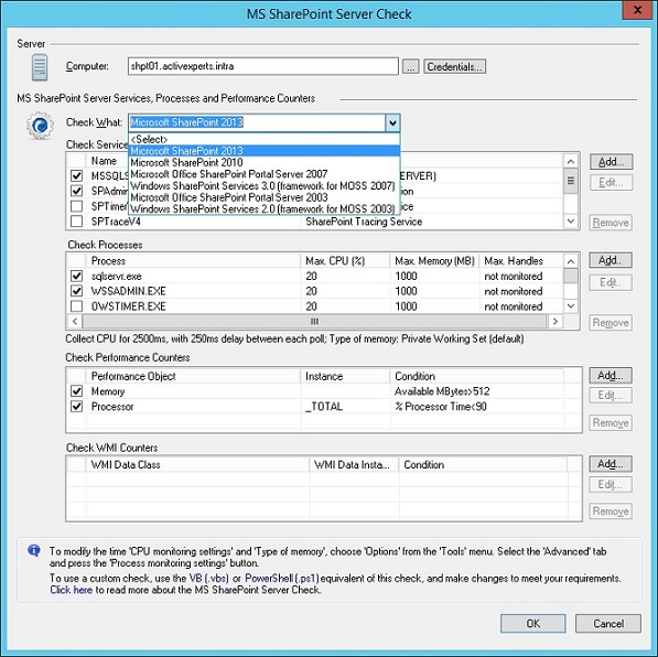 Monitor Microsoft SharePoint Server